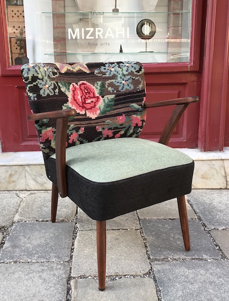 Vintage sessel mii Kelim neu überzogen und gepolstert